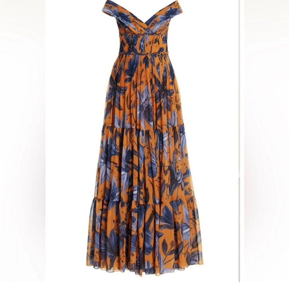 NWT Andres Otalira Chiffon Pleaded Maxi Dress! - Picture 1 of 4